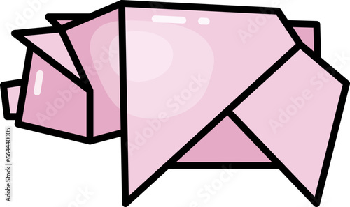 Pig origami illustration