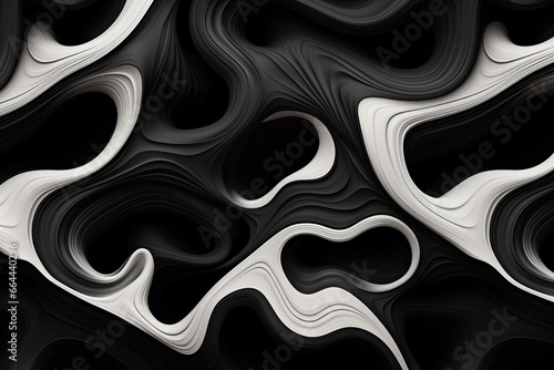 Black and white repetitive design of flowing air. Intricate and delicate structure. Generative AI
