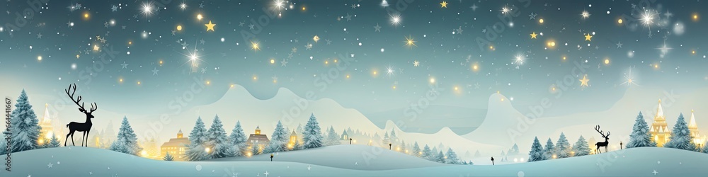Christmas Tree Winter Landscape Backdrop Horizontal Banner Generative AI