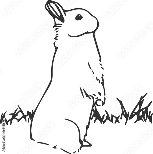 Digital png illustration of black bunny standing on transparent background