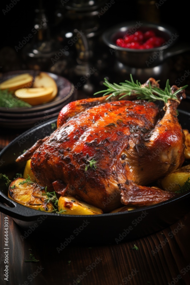 Festive Christmas Recipe Roast Goose Stuffed with Baked
