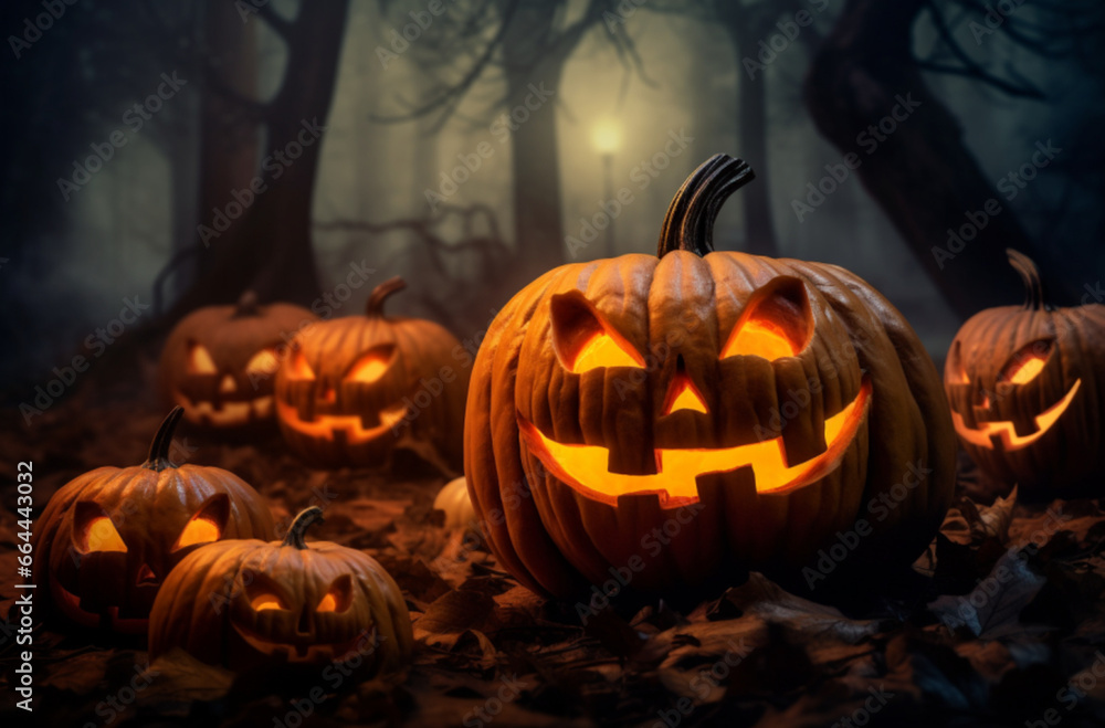 Halloween Pumpkins in the Haunted Forest Halloween Pumpkins in the Haunted Forest