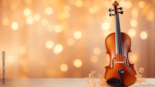 Music bokeh blurred background with violin with copy space