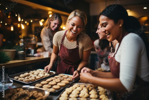 Festive Female Friends Enjoying the Holiday Spirit In a cozy