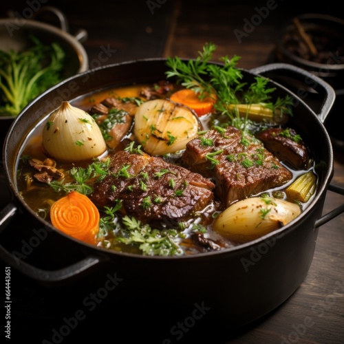 A Delicious Beef Broth with Bone-in Beef, Charred Vegetables