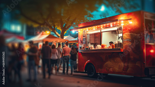 food truck in city festival , selective focus photo