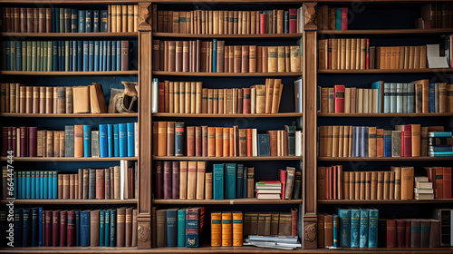 many books on a shelf in a library photo