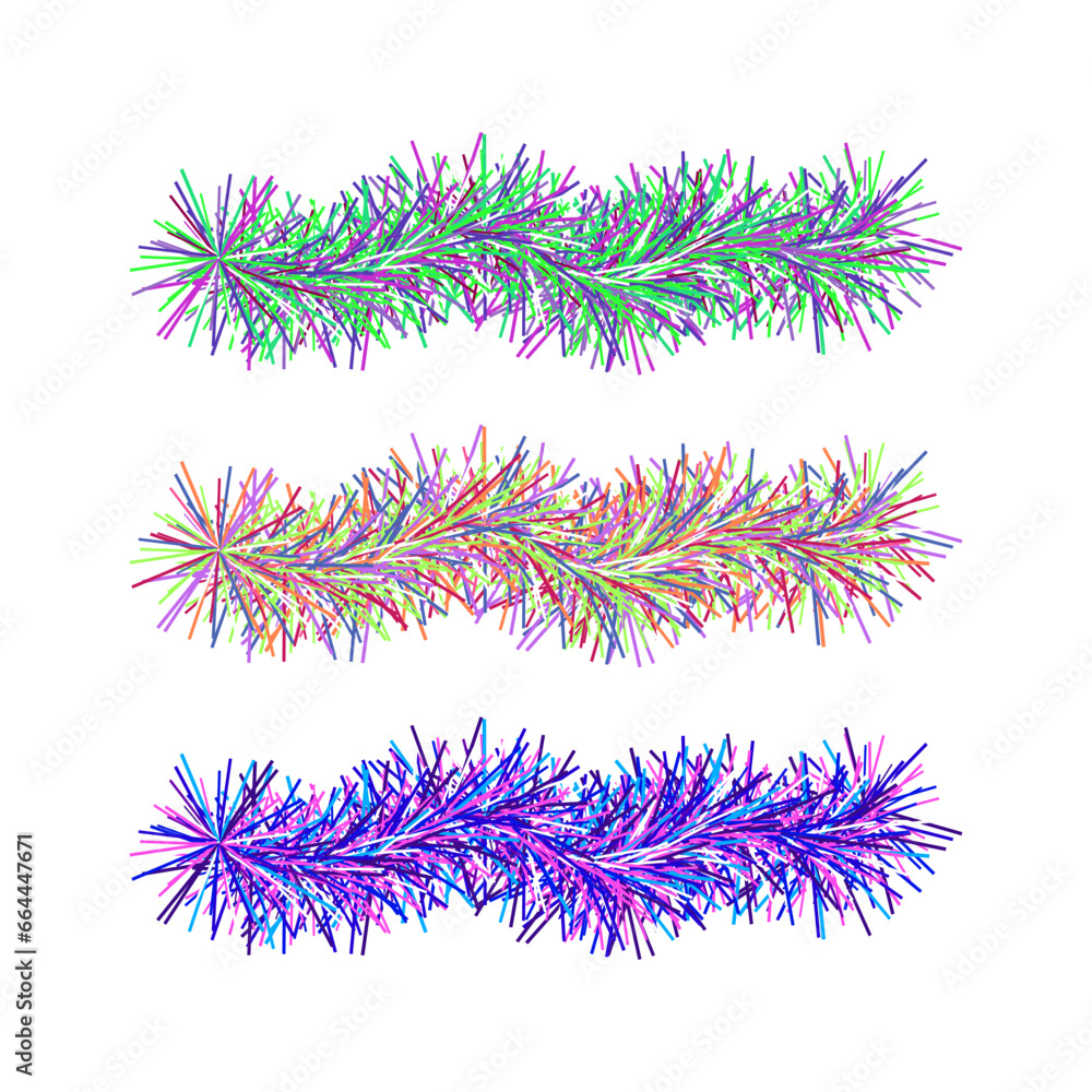 Christmas tinsel for decoration. New Year. Christmas. Vector graphics