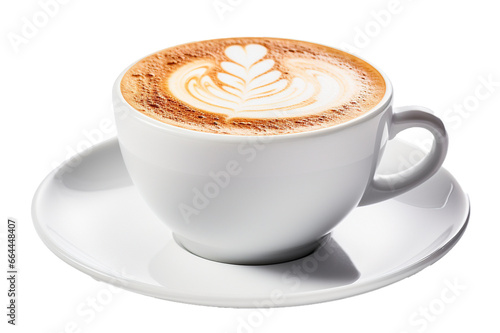 Cappuccino in cup isolated on transparent background, PNG 