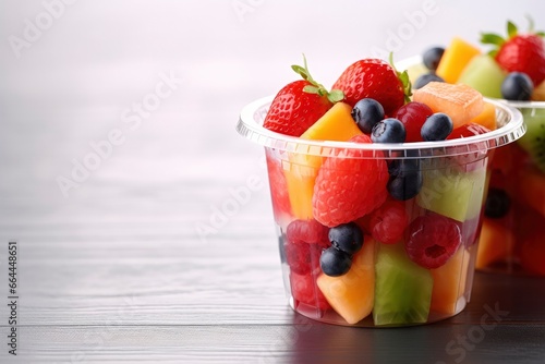 Fresh fruit salad to go with copy space.