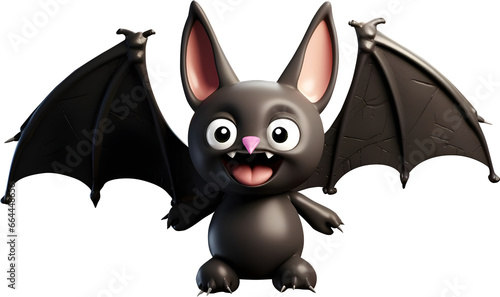 cute black bat, happy halloween, in the style of voxel art, photo-realistic