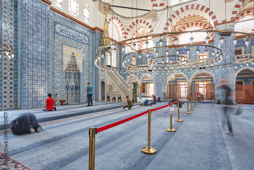 Famous Rustem pasha mosque interior. Iznik tiles. Istanbul, Turkey photo