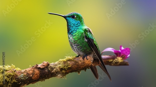 The breathtakingly lovely Green Violet Eared Hummingbird in Mexico's central mountains. This is a rare photo of a medium-sized hummingbird, which is an exceptionally secretive and elusive bird. © jannat