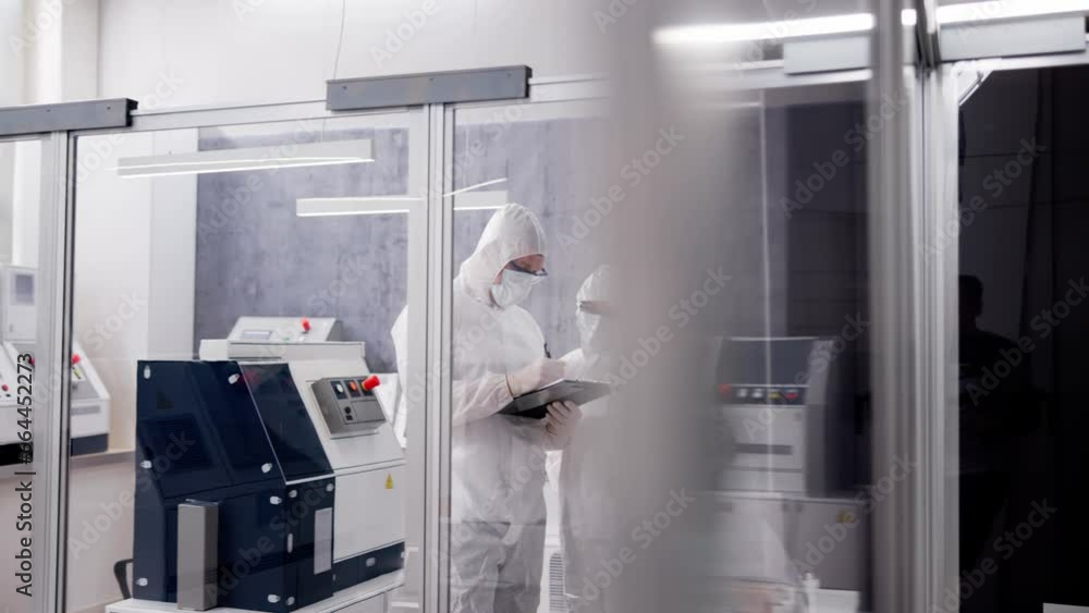 Factory Clean Room Laboratory. Industrial Engineer Factory Clean Room Laboratory. Industrial Engineer