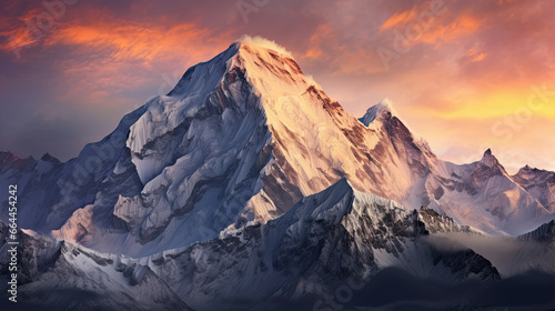 Mountain peak of the tibetan snow-capped mountains, a beautiful panorama of the mountains at sunset of the day © Ziyan Yang