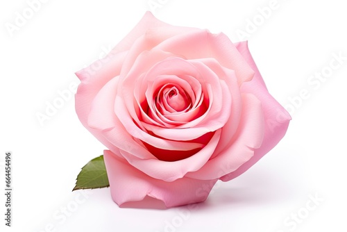 Pink rose isolated on white background.