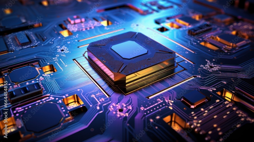 Macro Photo of a powerful computer technology processor of the future
