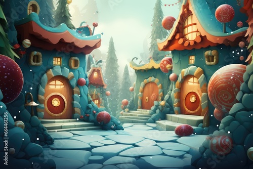 Abstract background forSanta's Workshop( North Pole) : A whimsical place where Santa and his elves make toys for children.