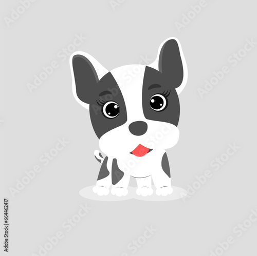 Cute dog on gray background, illustration. Vector