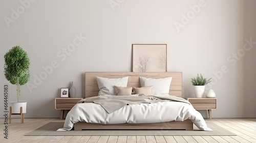 Simple Bedroom for Mock up Interior / 3D render image