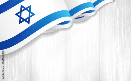 Israeli 3D flag on wooden boards. We stand with Israel, protect the Israeli people. Creative illustration