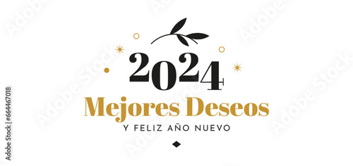 Mejores Deseos Y Feliz Año Nuevo 2024 - Tarjeta de navidad negro y oro