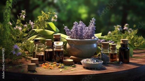home medicinal or homeopathic concept. natural remedy for alternative medicine that is made from herbs.