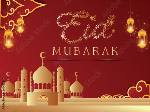 Eid mubarak ramadan kareem decorative background template design