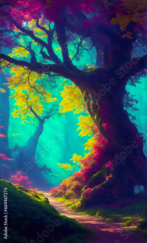 Nature With Colorful Fantasy Land 