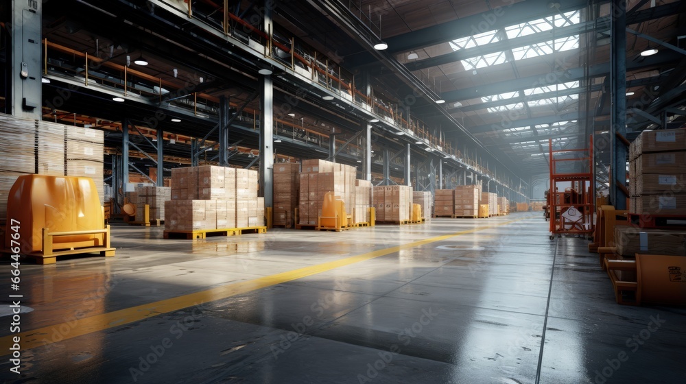 automated warehouse 3d rendering image