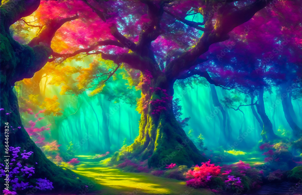 Fototapeta premium Nature With Colorful Fantasy Land