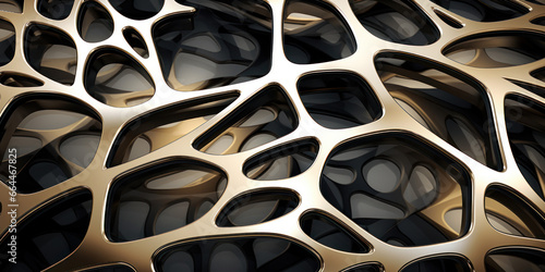 abstract 3d mesh pattern gold and black