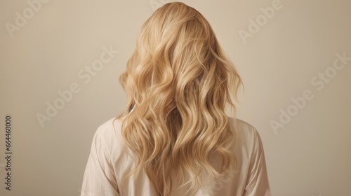 wavy blond hair back view