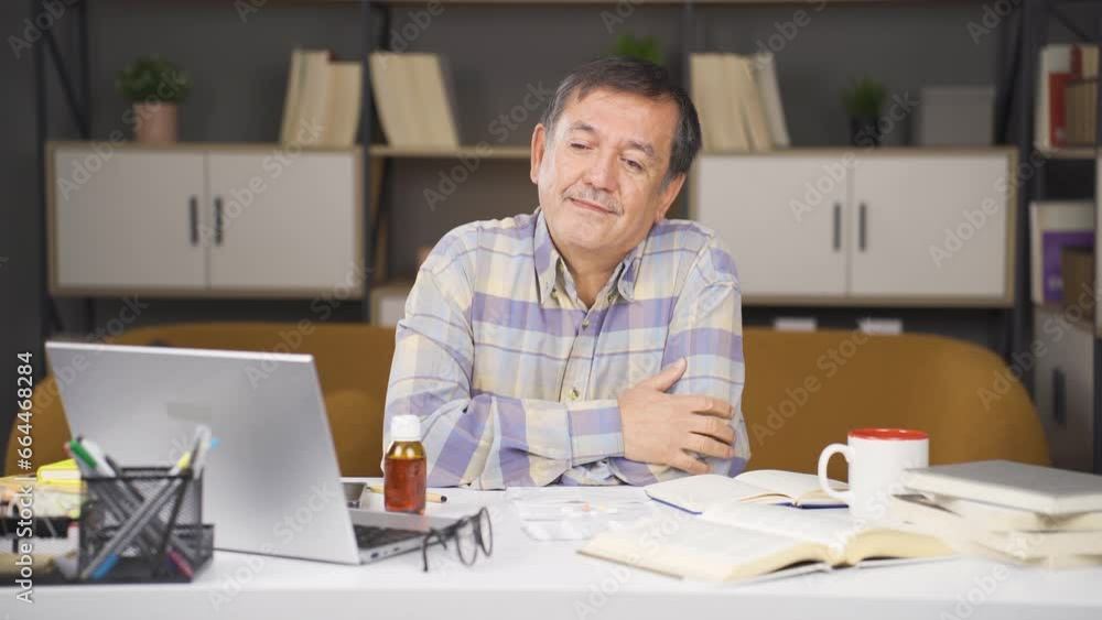The emotional old man is unhappy at home. The emotional old man is unhappy at home.