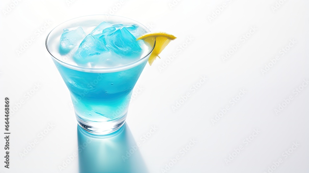 Glass of Blue Lagoon cocktail on white background Glass of Blue Lagoon cocktail on white background