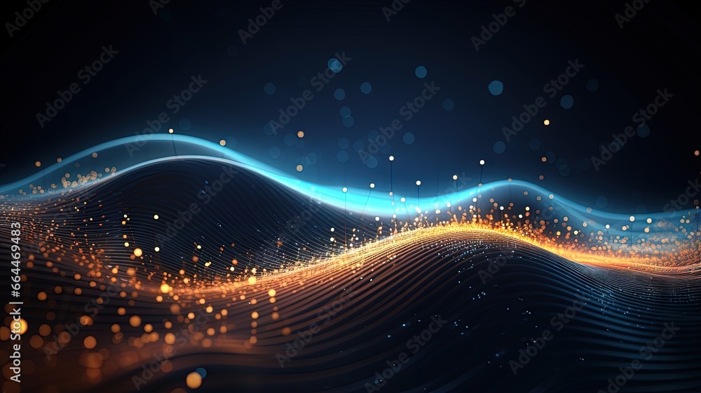 Dynamic wave with connected dots and lines. Digital wave background ...