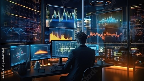 Technology, finance, business and investment ideas, stock market funds and digital assets. Businessman analyzing forex trading charts, financial data. Profitable investment ideas like rocket in 2022.