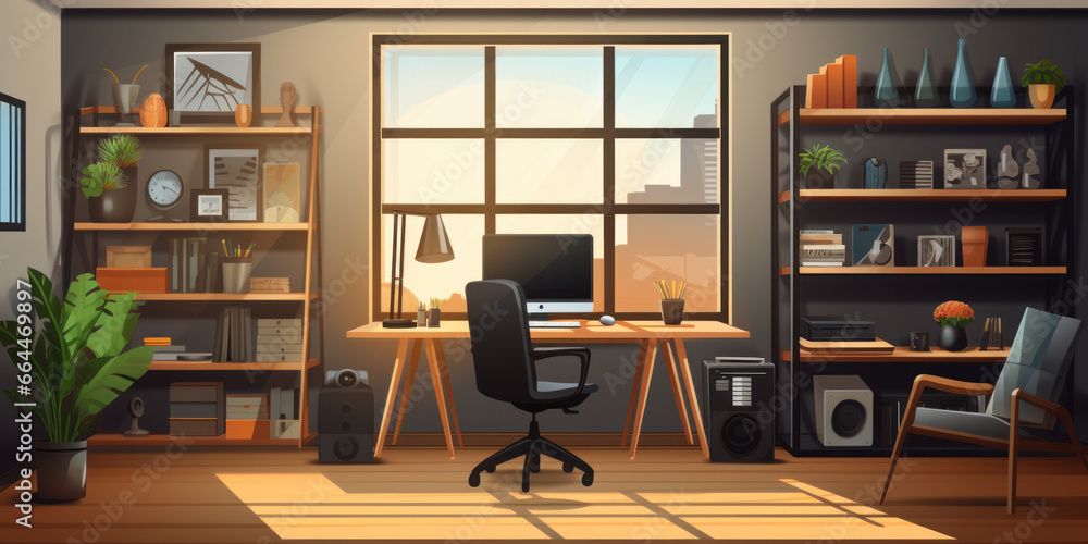 Computer desk vector illustration Computer desk vector illustration