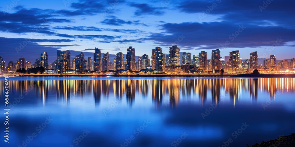 Fototapeta premium panorama of the city blue hour