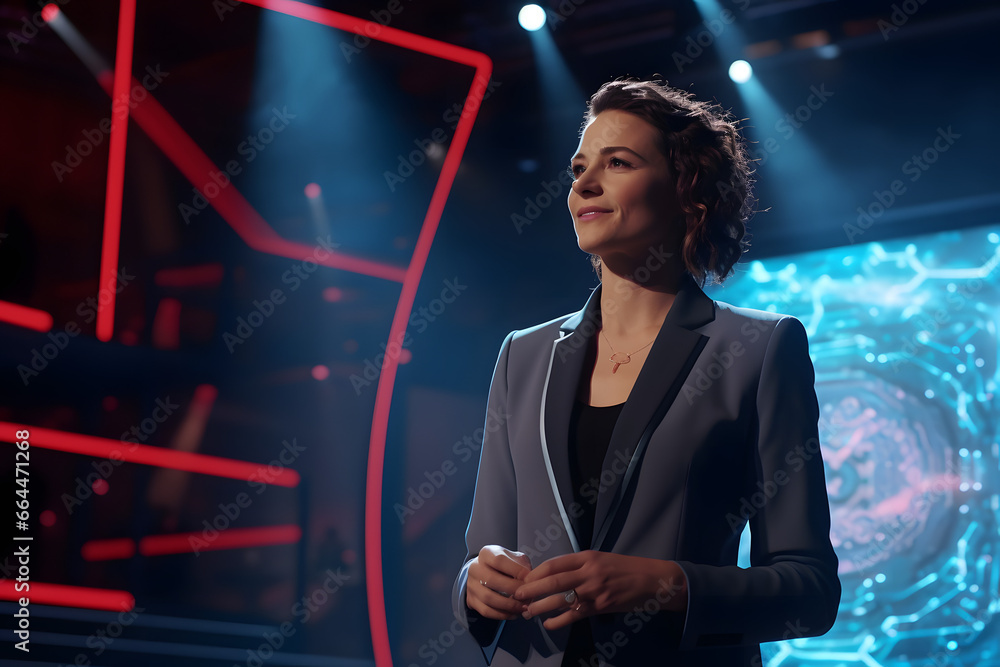 custom made wallpaper toronto digitalA businesswoman giving a TED Talk on innovation.