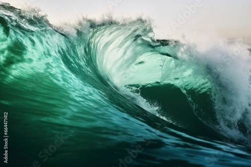 Extreme close up of thrashing emerald ocean waves. © MSTASMA