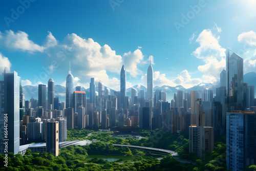 A Cityscape with a Financial District and Skyscraper © Bendix