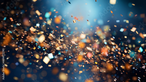 A vivid, dazzling closeup of a shimmering confetti blast, ideal for honoring momentous occasions or incorporating a jubilant feel into your artwork.