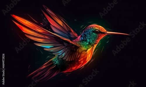 hummingbird logo with multiple colors flying through the air.. © MSTASMA