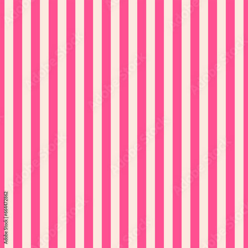 Background of narrow straight vertical stripes in pink and beige pastel colors. Seamless repeating vector pattern. 