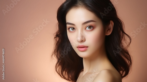 Portrait of beautiful young asian woman with clean fresh skin.