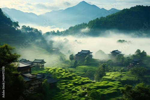 Wallpaper Mural Whispers of Time: Enshrouded Japanese Village Torontodigital.ca