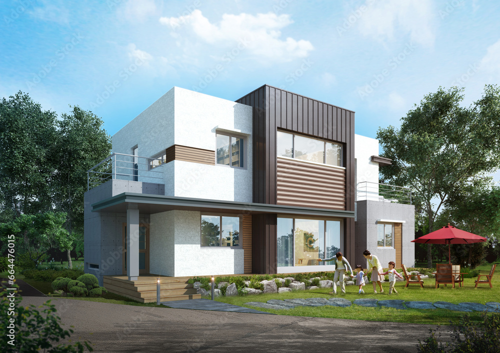 Fototapeta premium 3d rendering of a modern house