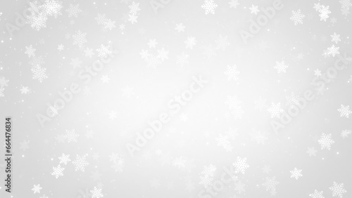 White Snow flake in Christmas holiday on grey gradients background. 