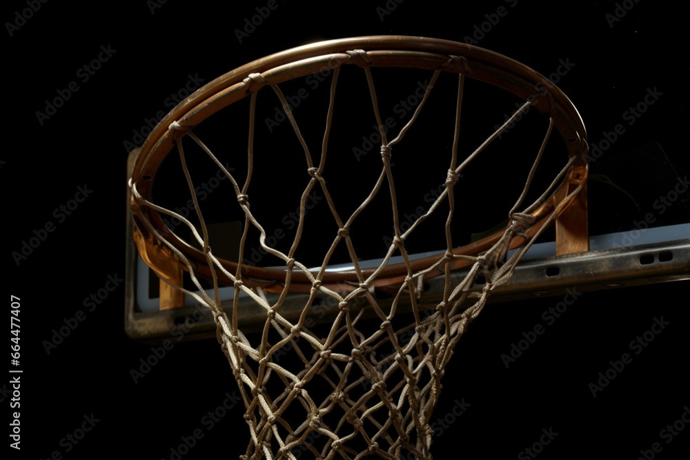 An object used in basketball, consisting of a rim attached to a backboard. Generative AI